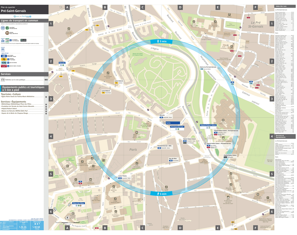 Neighborhood map around the metro station Pré-Saint-Gervais