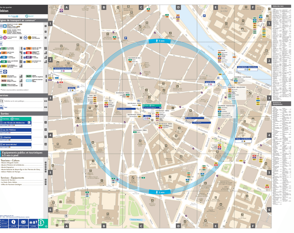 Neighborhood map around the metro station Odéon