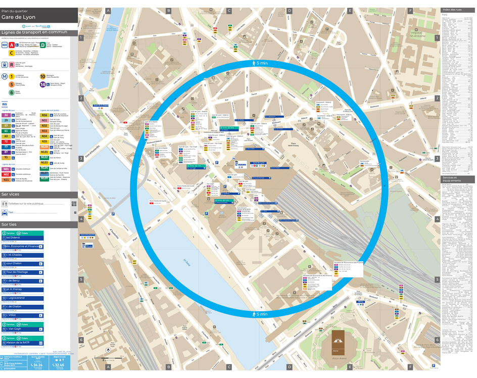 Plan de quartier autour de la gare Gare de Lyon