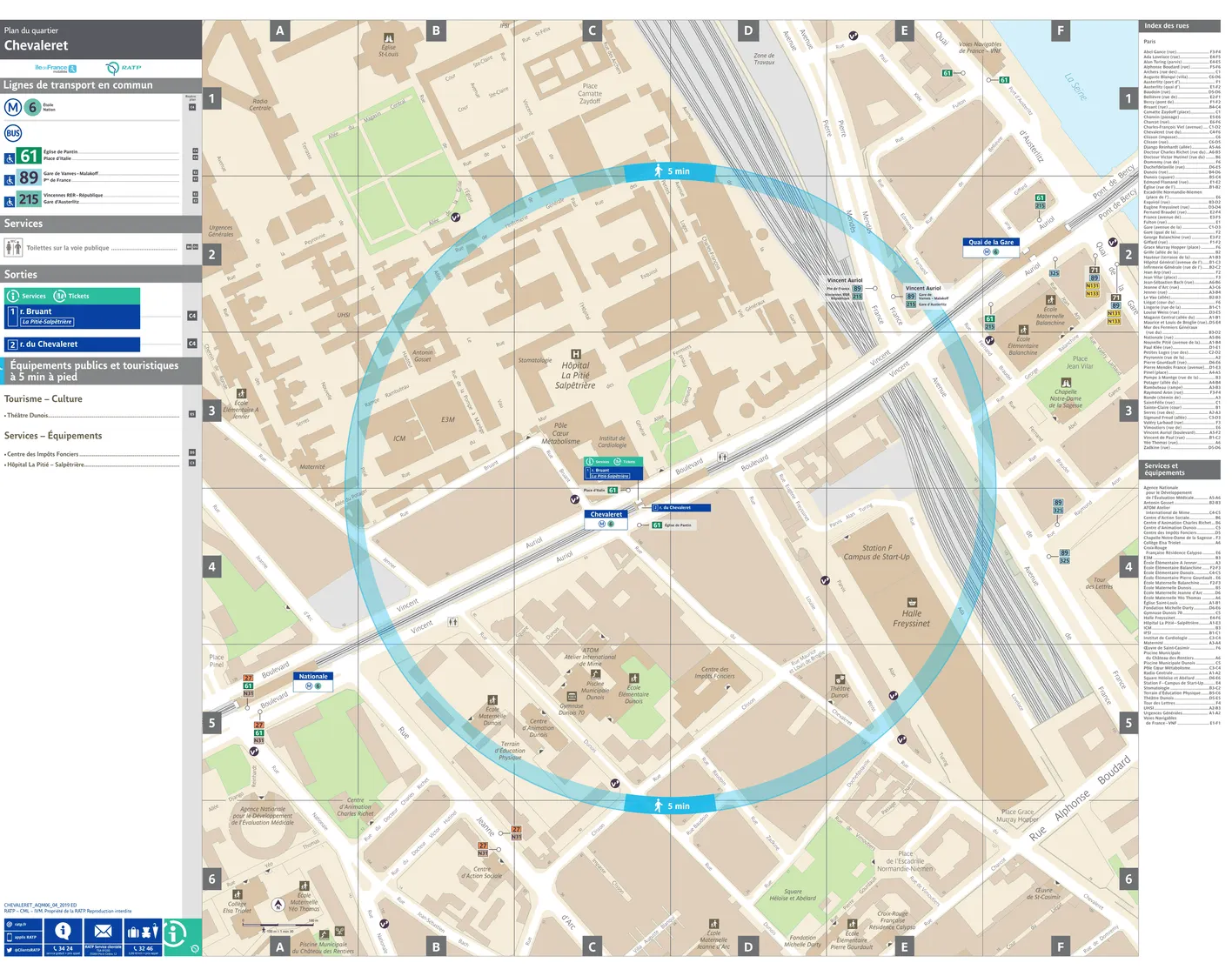 Neighborhood map around the metro station Chevaleret