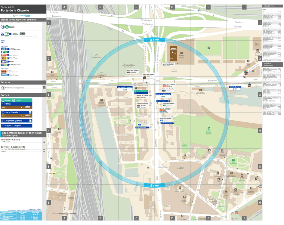 Neighborhood map around the metro station Porte de la Chapelle