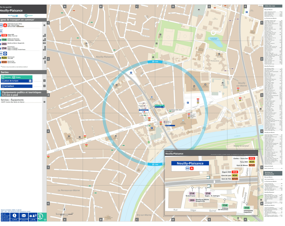 Plan de quartier autour de la gare Neuilly-Plaisance