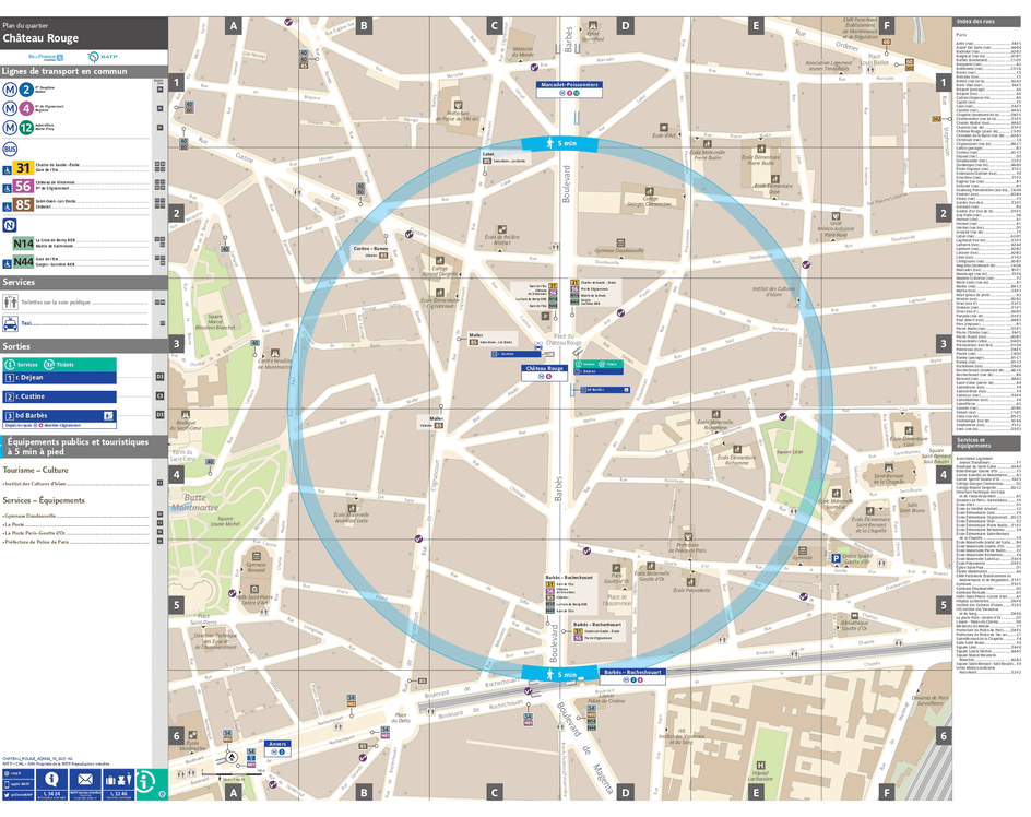 Neighborhood map around the metro station Château Rouge