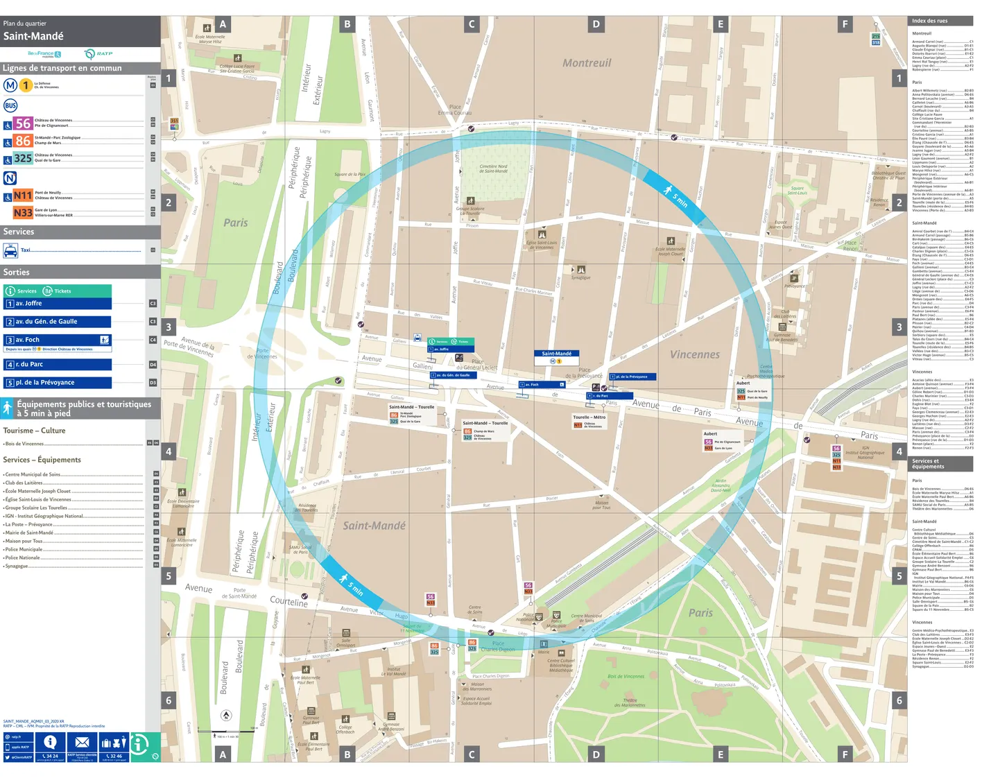 Neighborhood map around the metro station Saint-Mandé