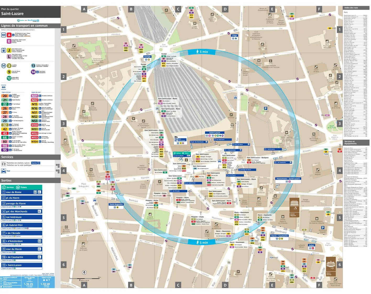 Plan de quartier autour de la gare Gare Saint-Lazare