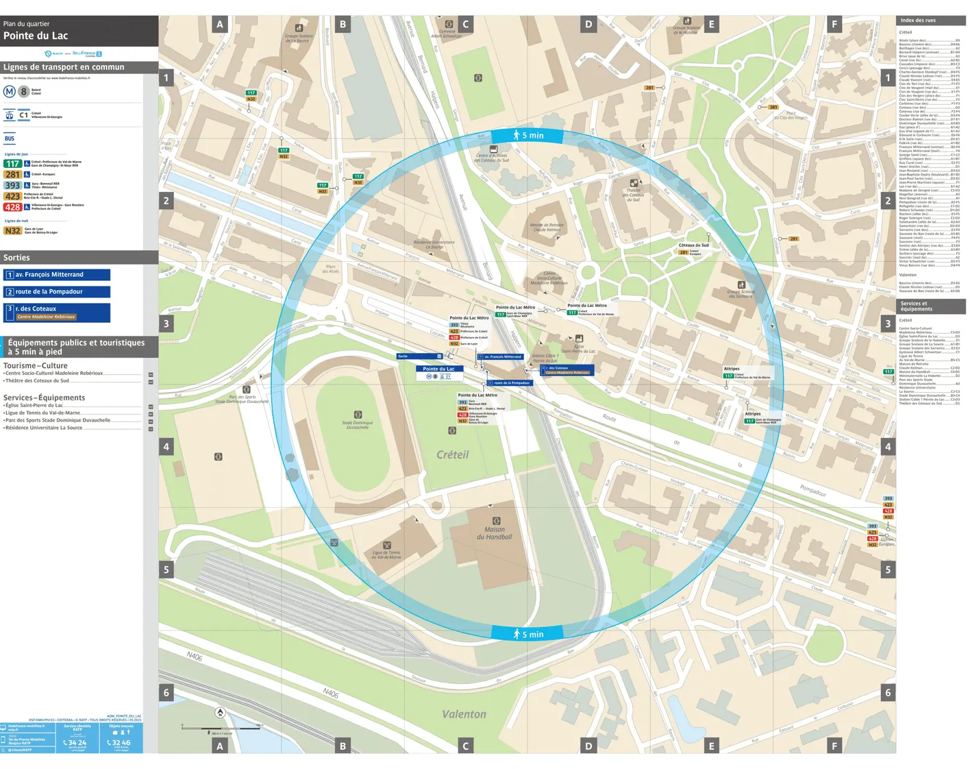 Neighborhood map around the metro station Pointe du Lac