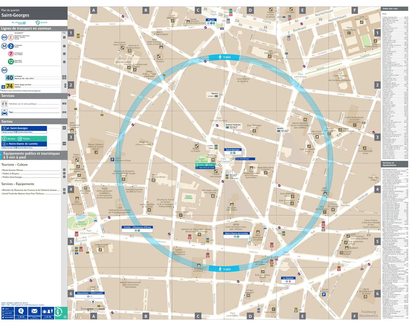 Neighborhood map around the metro station Saint-Georges
