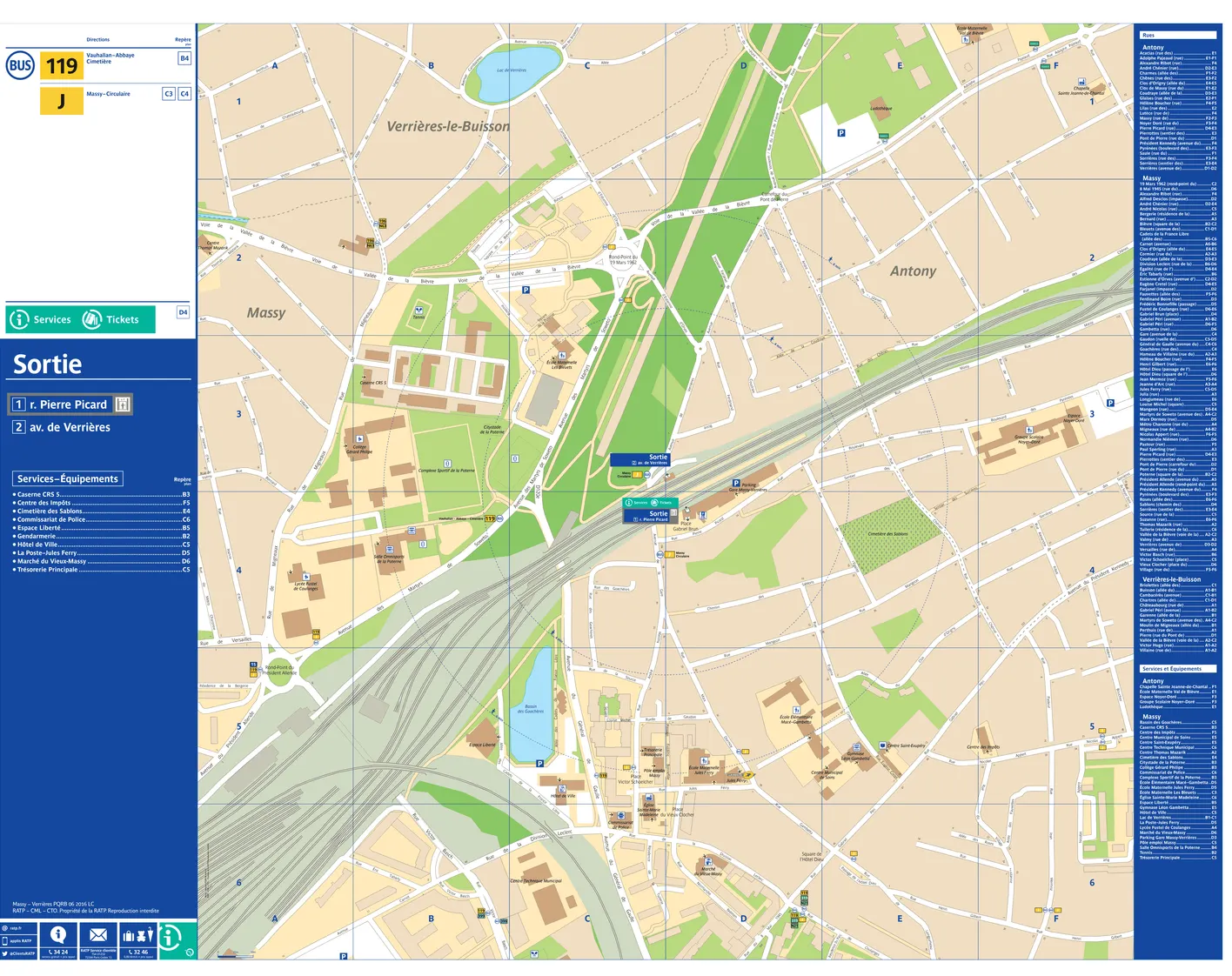 Neighborhood map around the train station Massy - Verrières