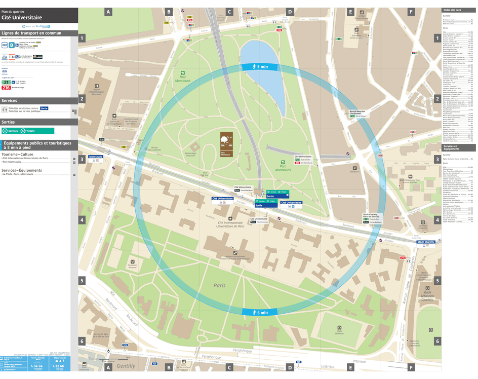 Plan de quartier autour de la gare Cité Universitaire
