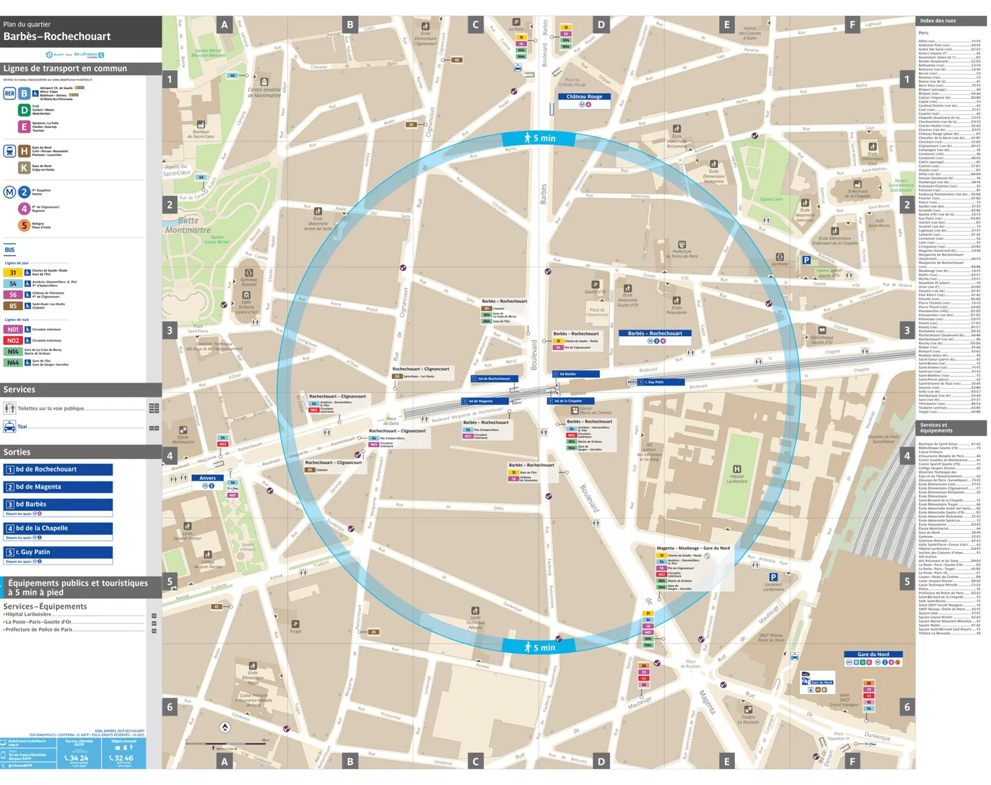 Neighborhood map around the metro station Barbès - Rochechouart