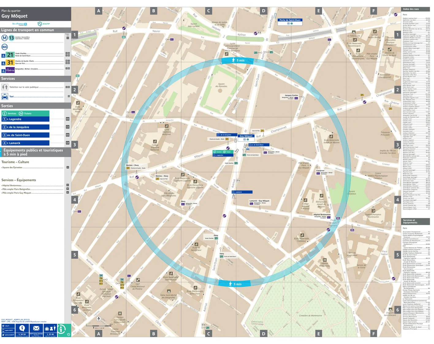Neighborhood map around the metro station Guy Môquet