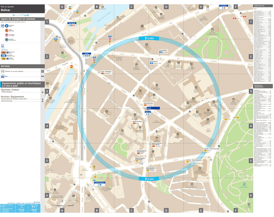 Neighborhood map around the metro station Bolivar