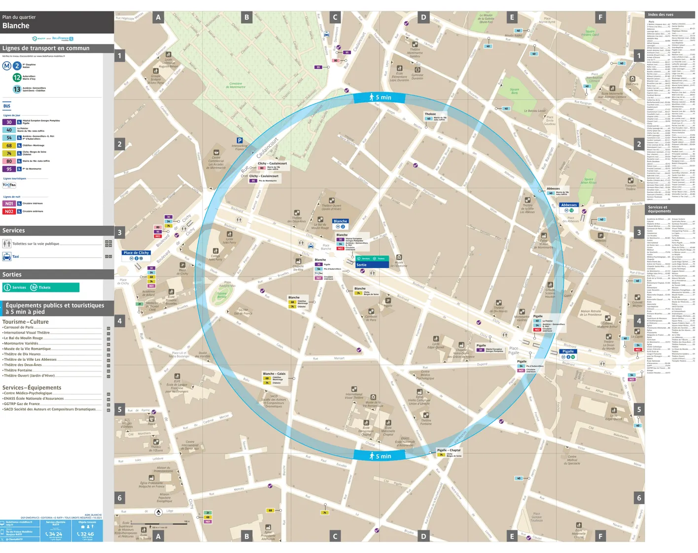 Neighborhood map around the metro station Blanche