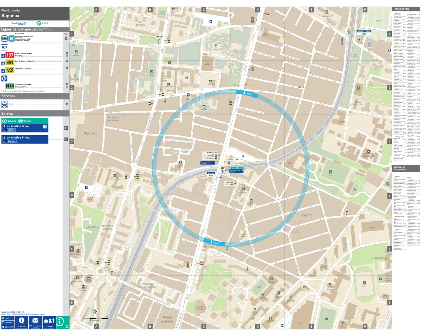 Neighborhood map around the train station Bagneux