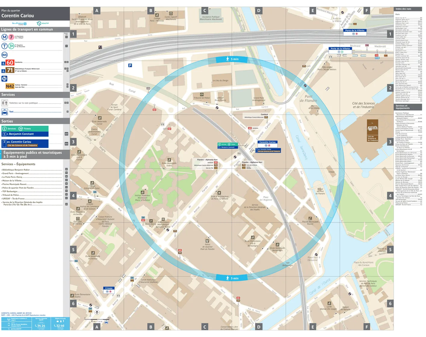 Plan de quartier autour de la station de métro Corentin Cariou