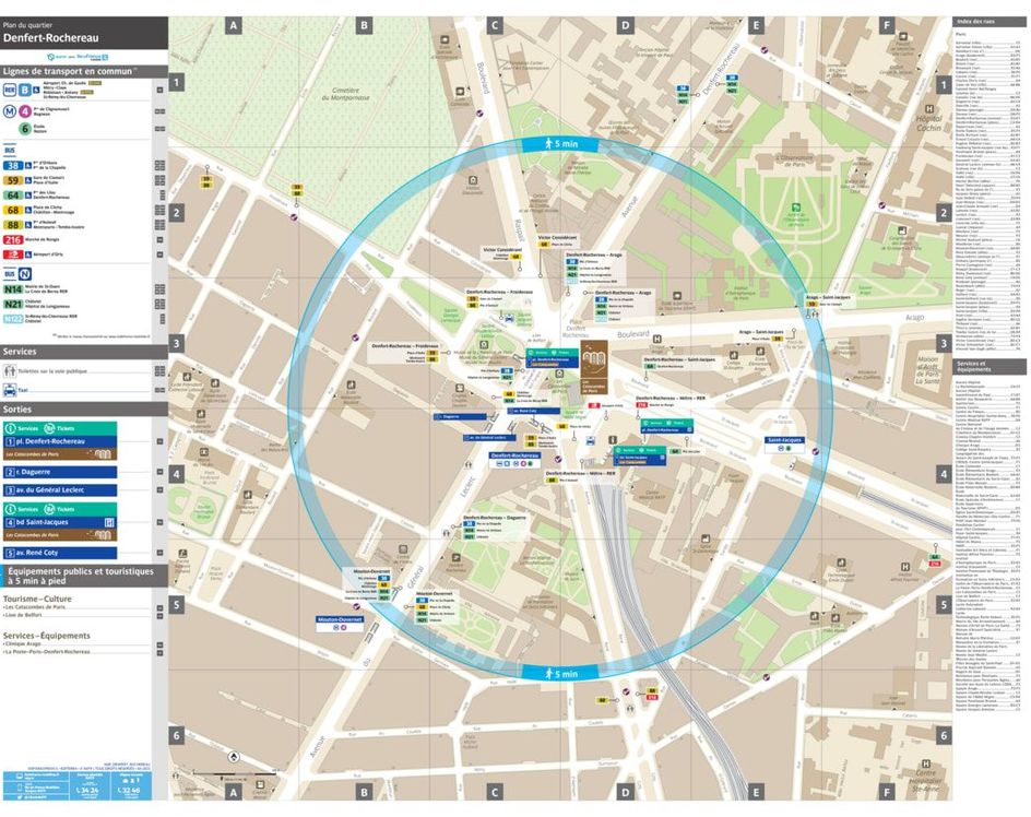 Neighborhood map around the metro station Denfert-Rochereau