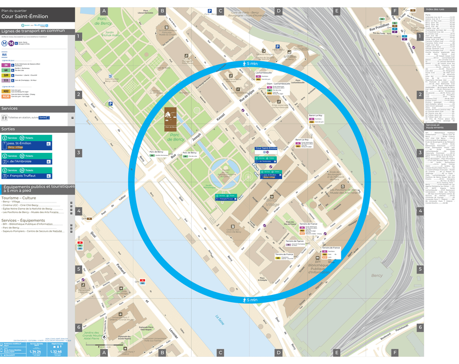 Plan de quartier autour de la station de métro Etienne Marcel