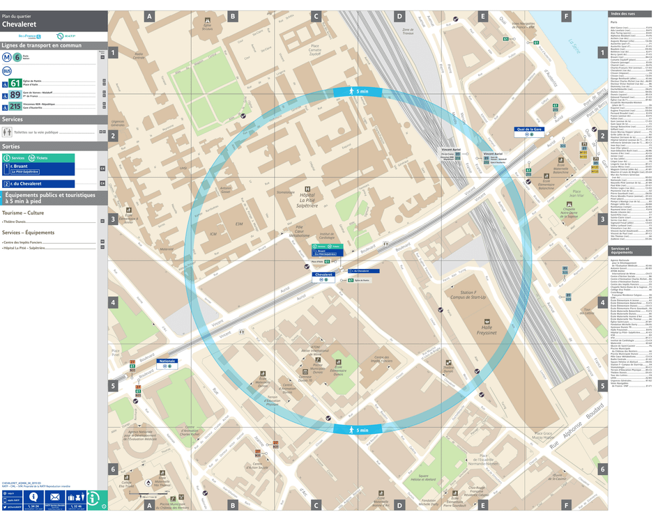 Plan de quartier autour de la station de métro Chevaleret