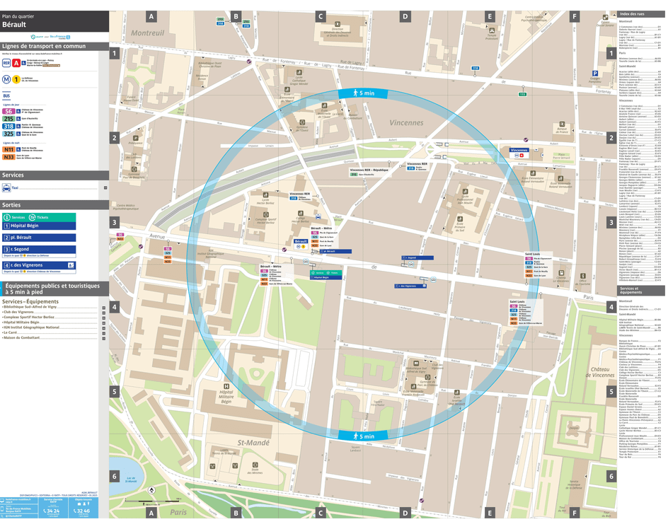 Plan de quartier autour de la station de métro Bérault