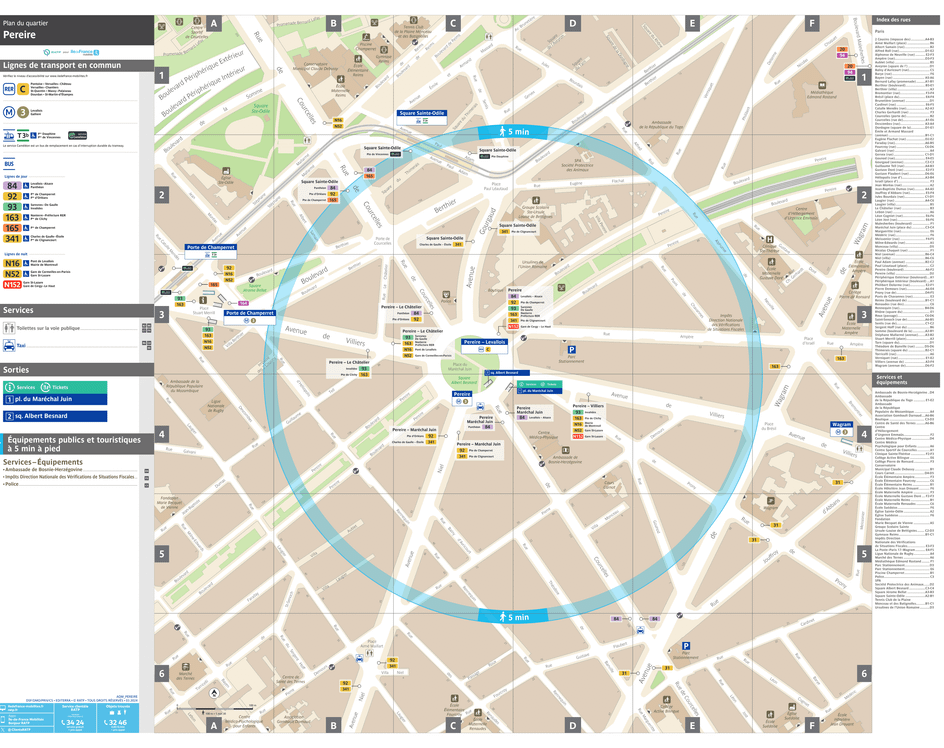 Plan de quartier autour de la gare Péreire Levallois