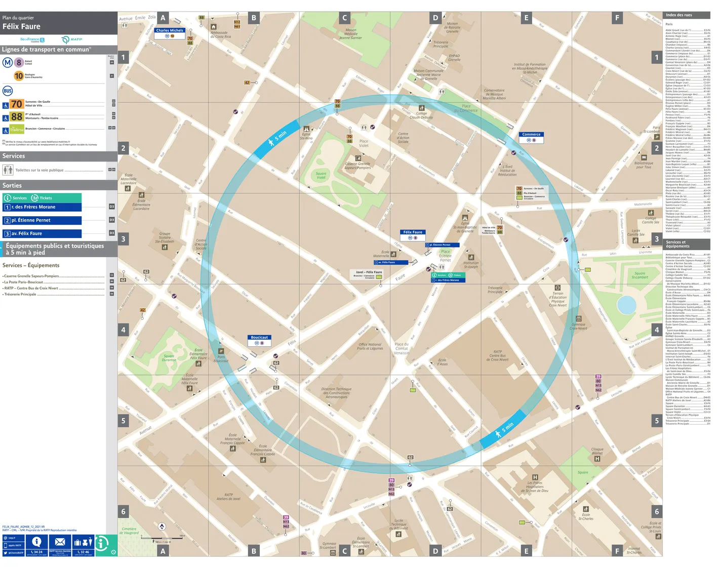 Neighborhood map around the metro station Félix Faure
