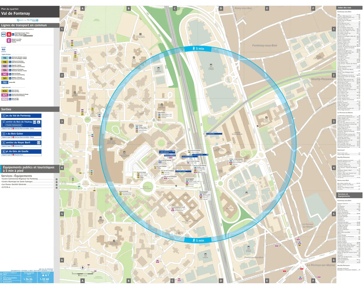 Neighborhood map around the train station Val de Fontenay