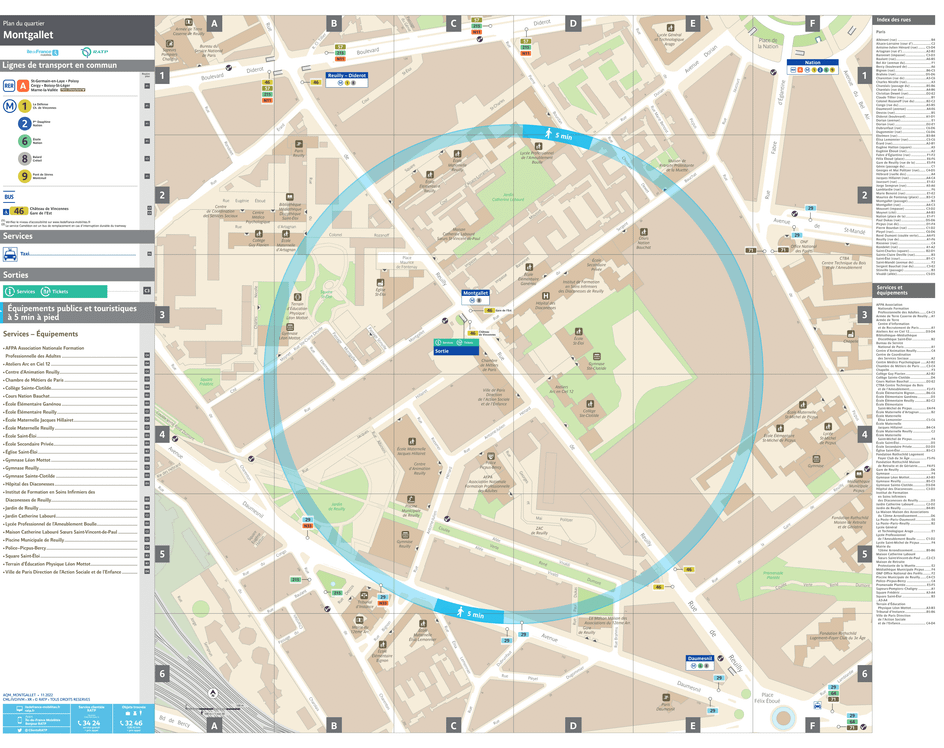 Plan de quartier autour de la station de métro Montgallet