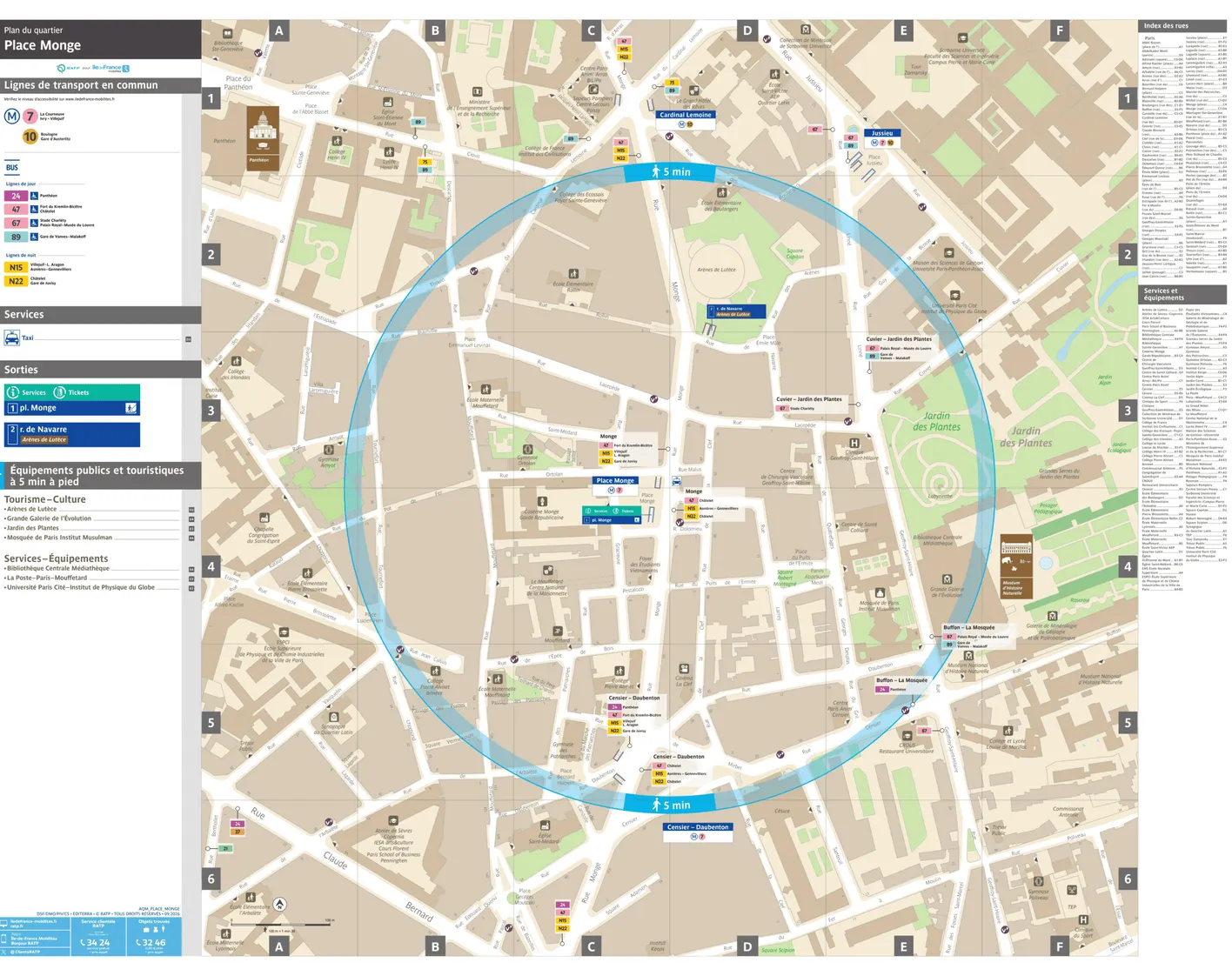 Neighborhood map around the metro station Place Monge
