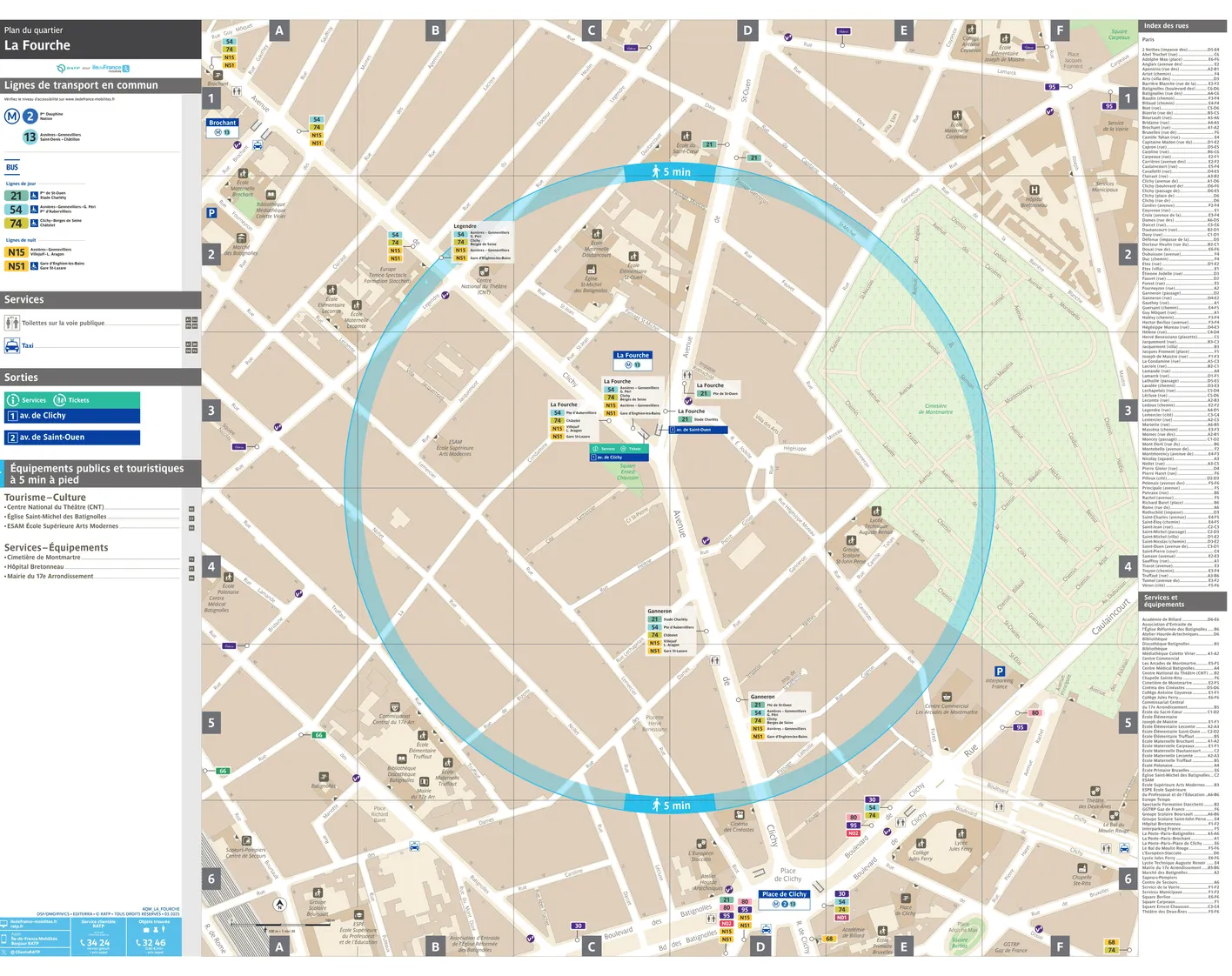 Neighborhood map around the metro station La Fourche