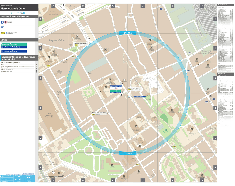 Neighborhood map around the metro station Pierre et Marie Curie