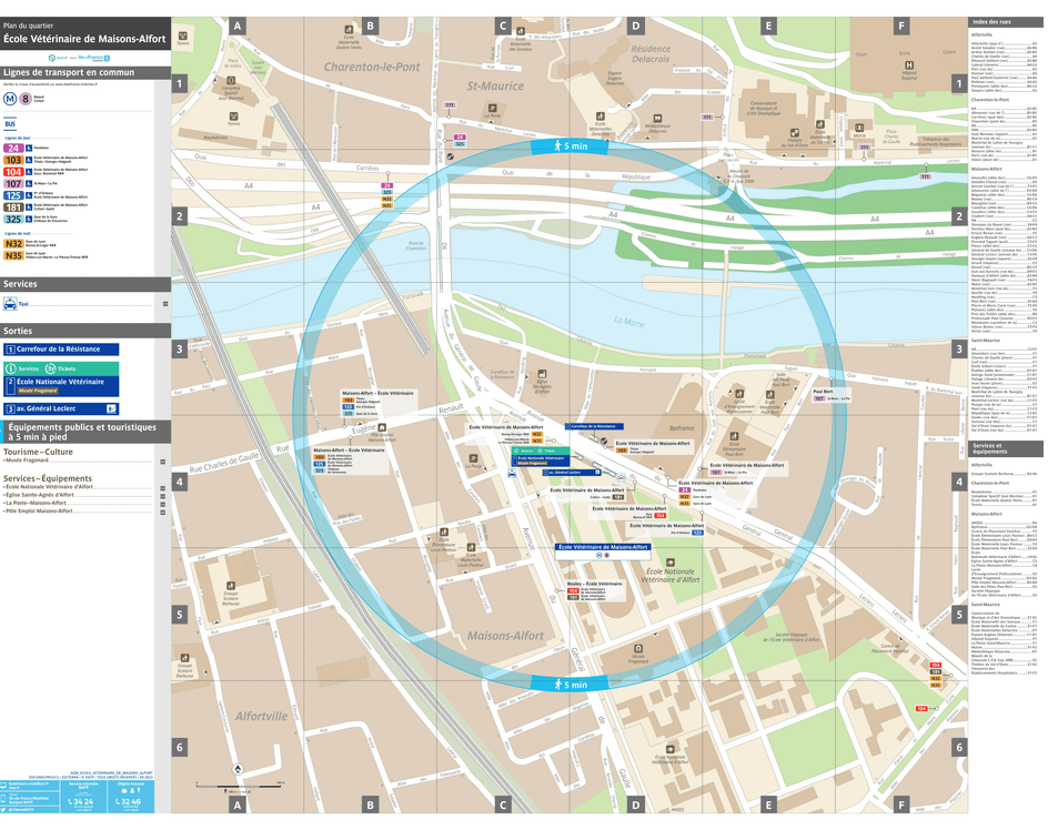 Neighborhood map around the metro station Ecole Vétérinaire de Maisons-Alfort