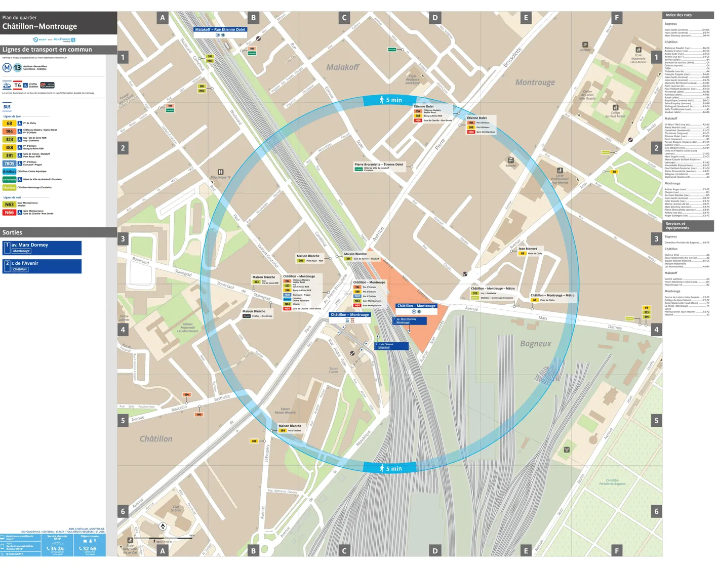 Neighborhood map around the tram stop Châtillon - Montrouge