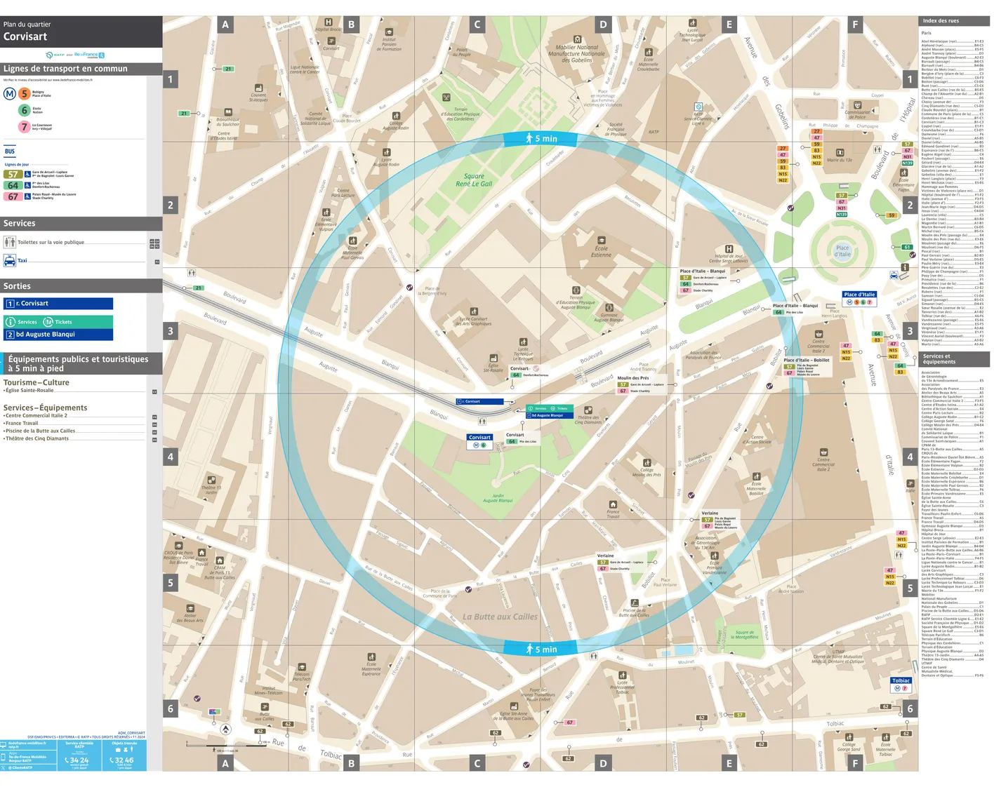 Neighborhood map around the metro station Corvisart