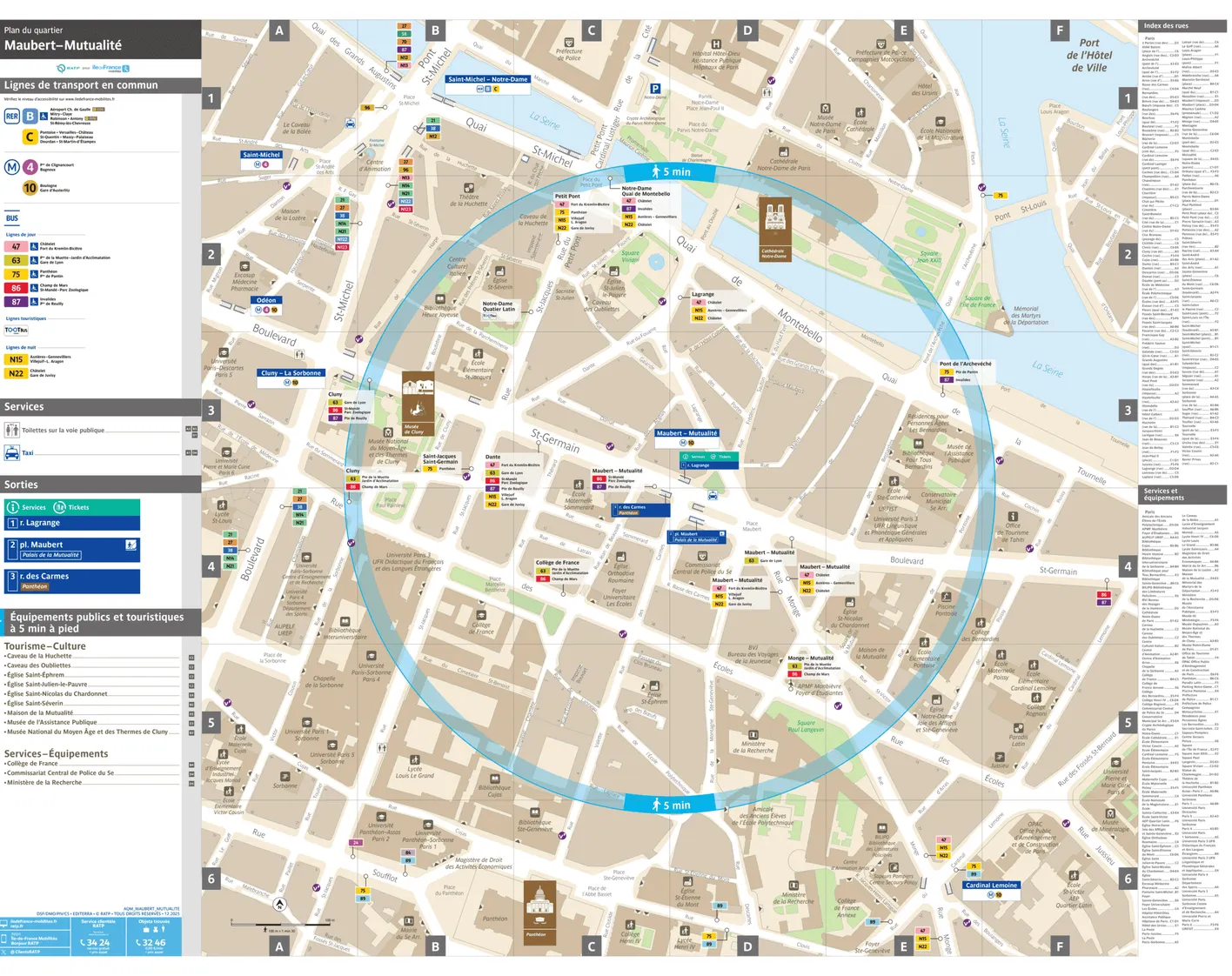 Neighborhood map around the metro station Maubert - Mutualité
