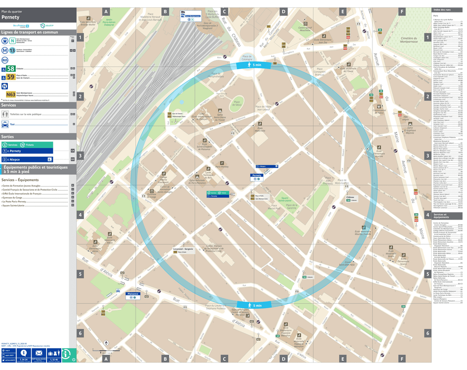 Plan de quartier autour de la station de métro Pernety