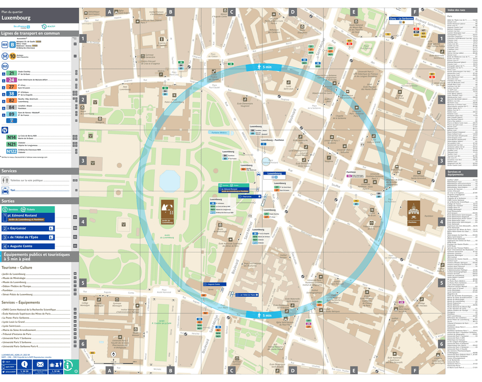 Neighborhood map around the train station Luxembourg