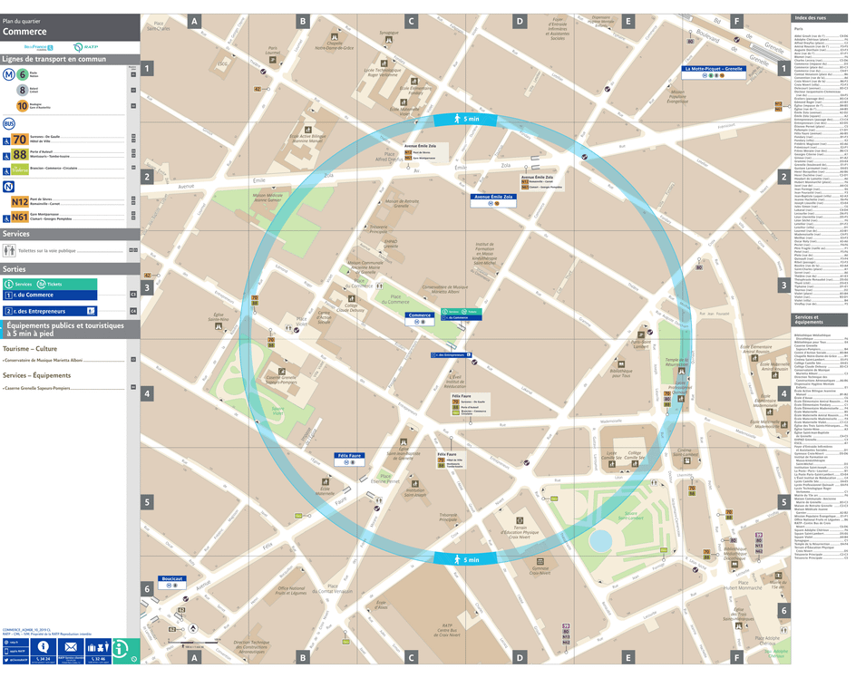 Neighborhood map around the metro station Commerce