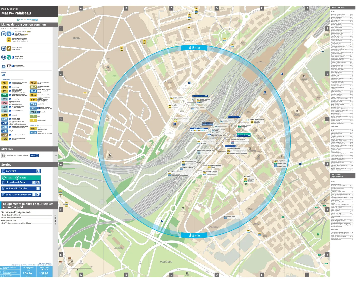 Neighborhood map around the tram stop Massy - Palaiseau