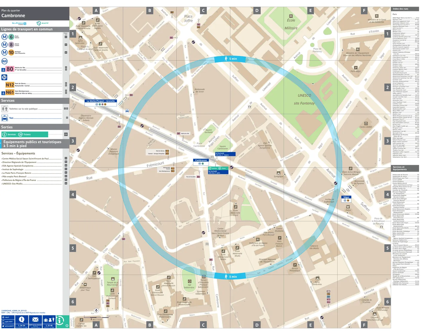 Neighborhood map around the metro station Cambronne