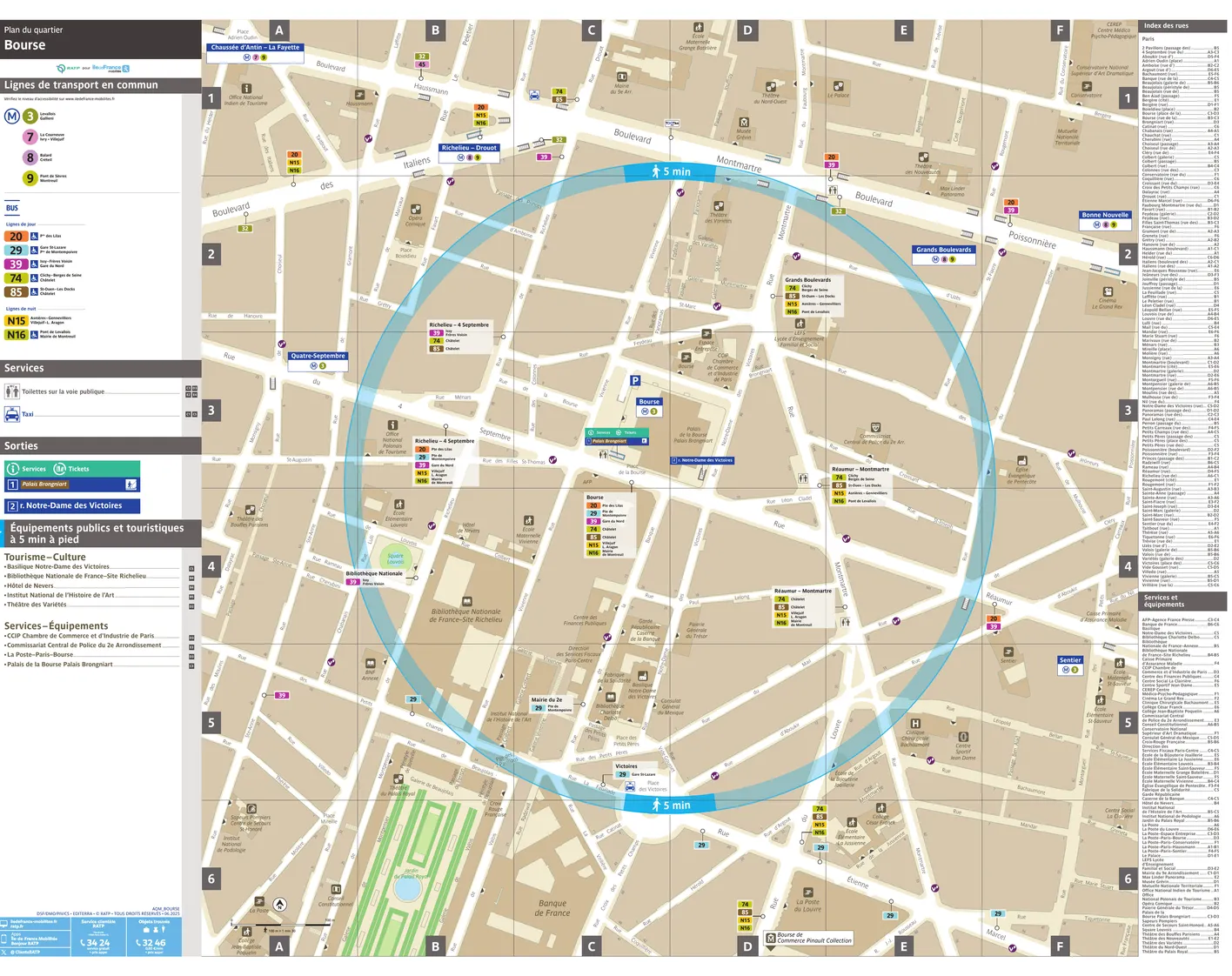 Neighborhood map around the metro station Bourse