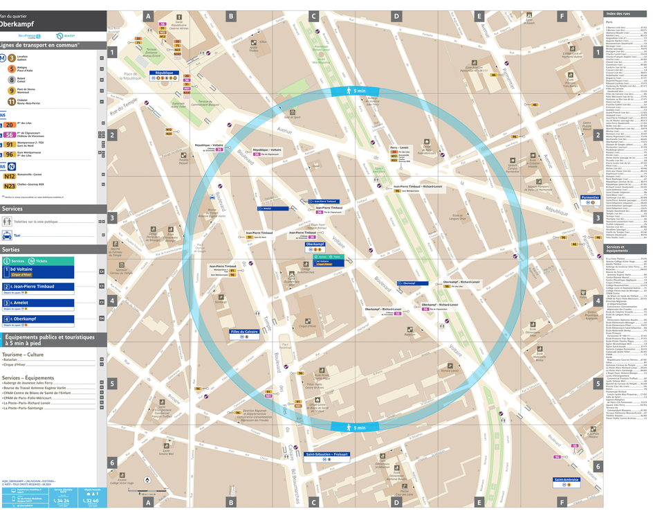 Plan de quartier autour de la station de métro Oberkampf