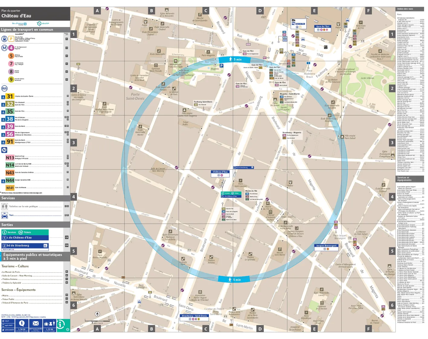 Neighborhood map around the metro station Château d'Eau
