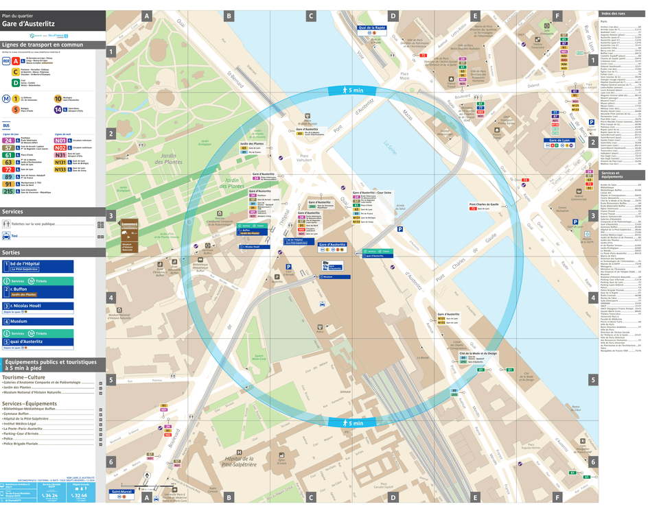 Neighborhood map around the metro station Gare d'Austerlitz