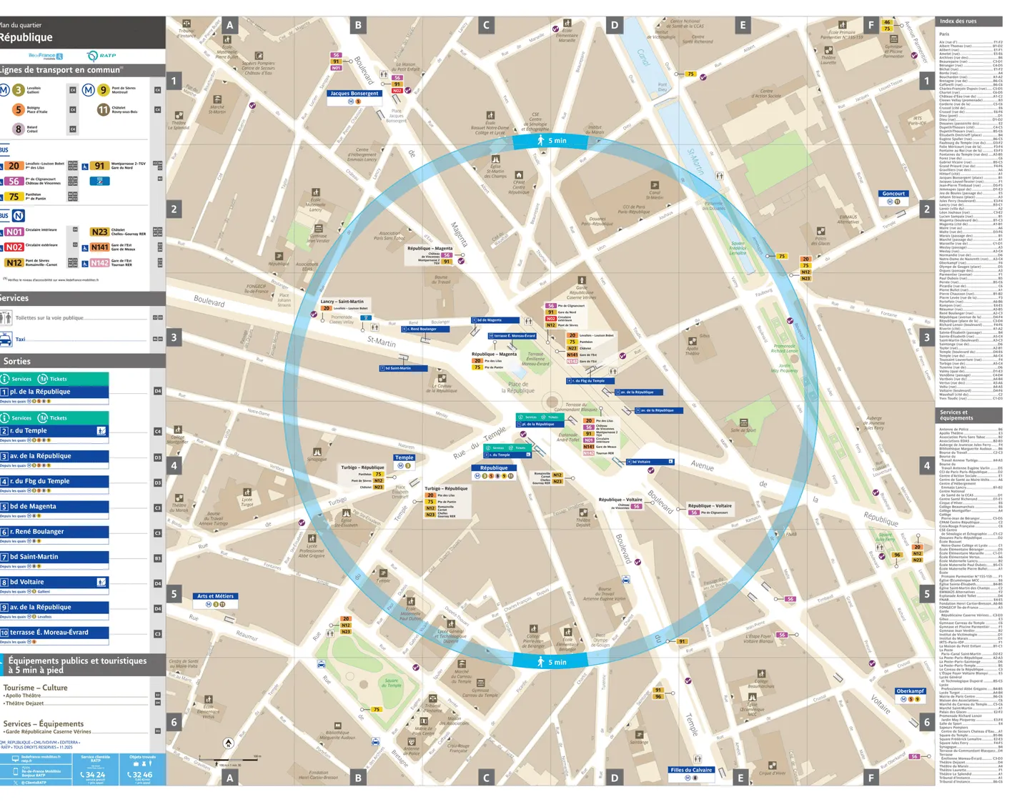 Plan de quartier autour de la station de métro République