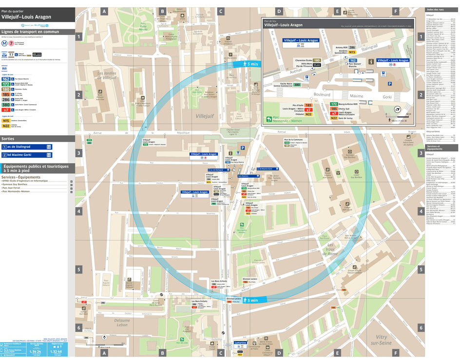 Neighborhood map around the metro station Villejuif - Louis Aragon