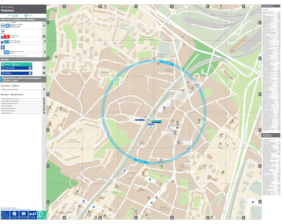 Plan de quartier autour de la gare Palaiseau