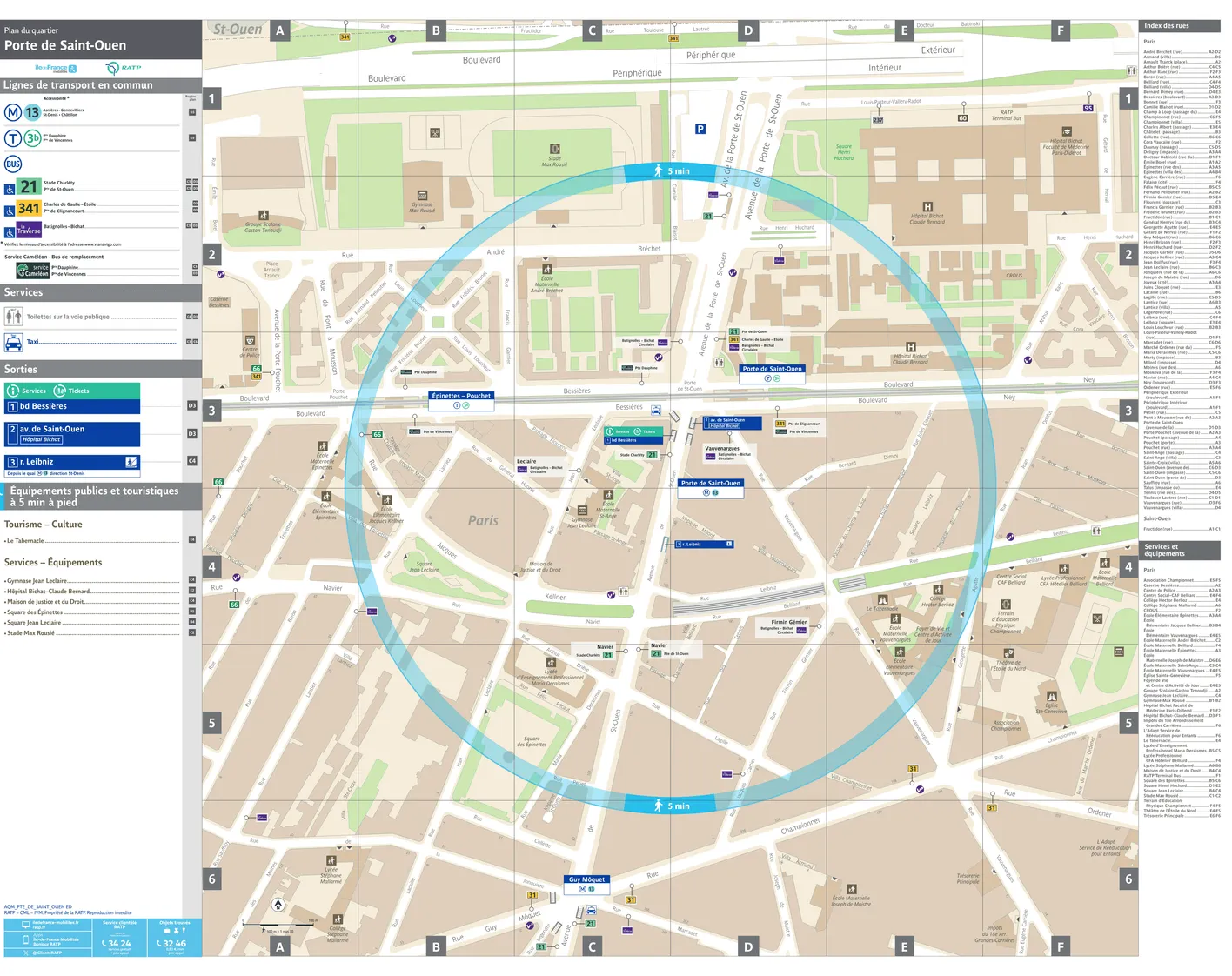 Plan de quartier autour de l'arrêt de tramway Porte de Saint-Ouen