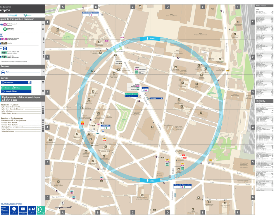 Neighborhood map around the metro station Simplon