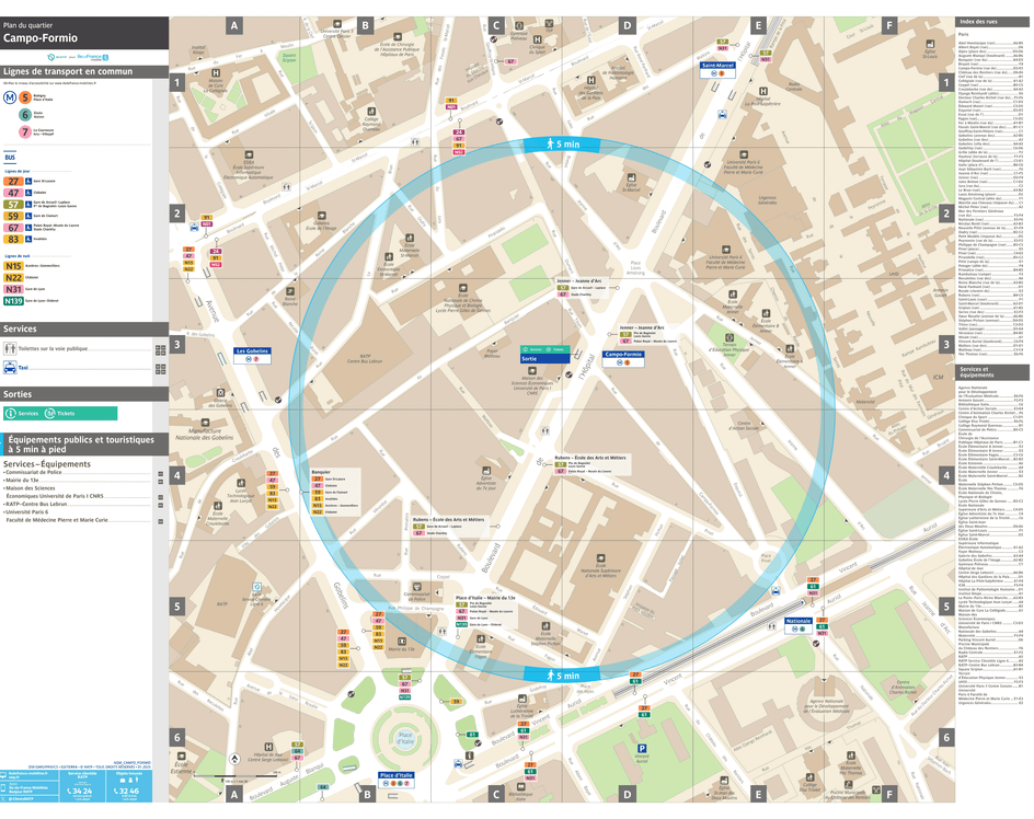 Neighborhood map around the metro station Campo-Formio