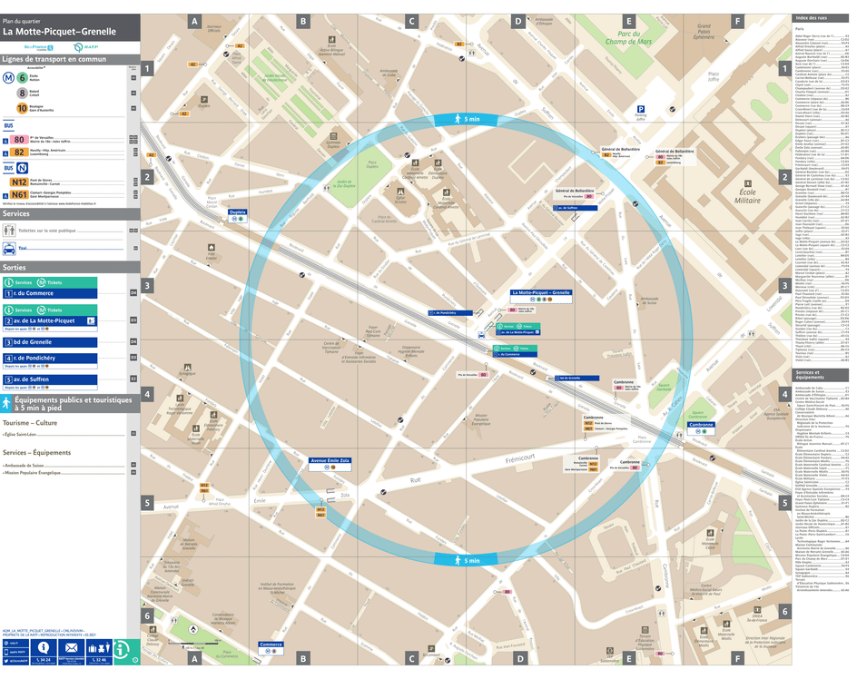 Plan de quartier autour de la station de métro La Motte-Picquet - Grenelle